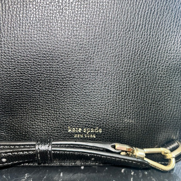 Kate Spade Black Leather French Bulldog Patch Crossbody Bag - Picture 4 of 5